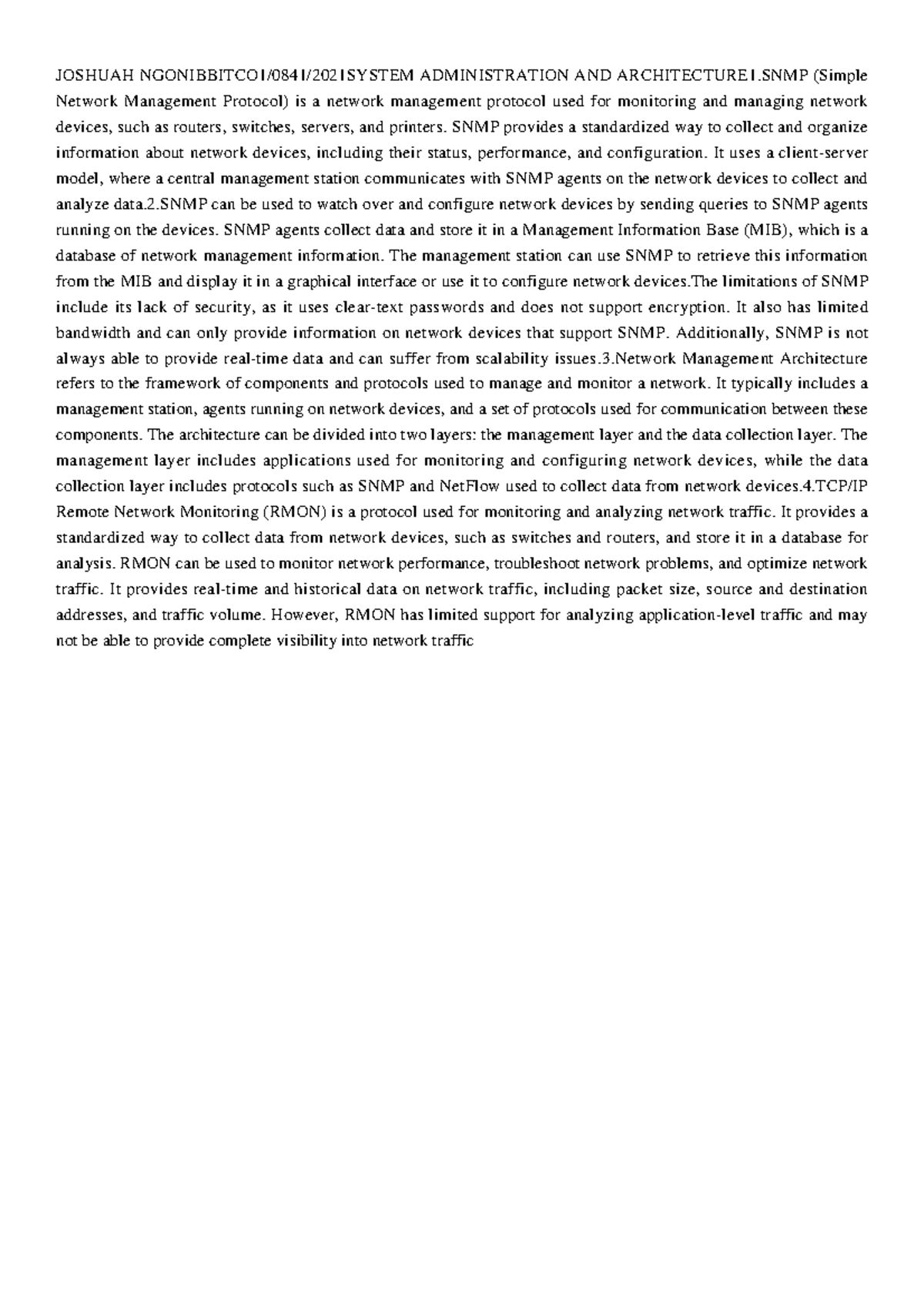 Joshua assignment pdf - Bazuu - JOSHUAH NGONIBBITCO1/0841/2021SYSTEM ...