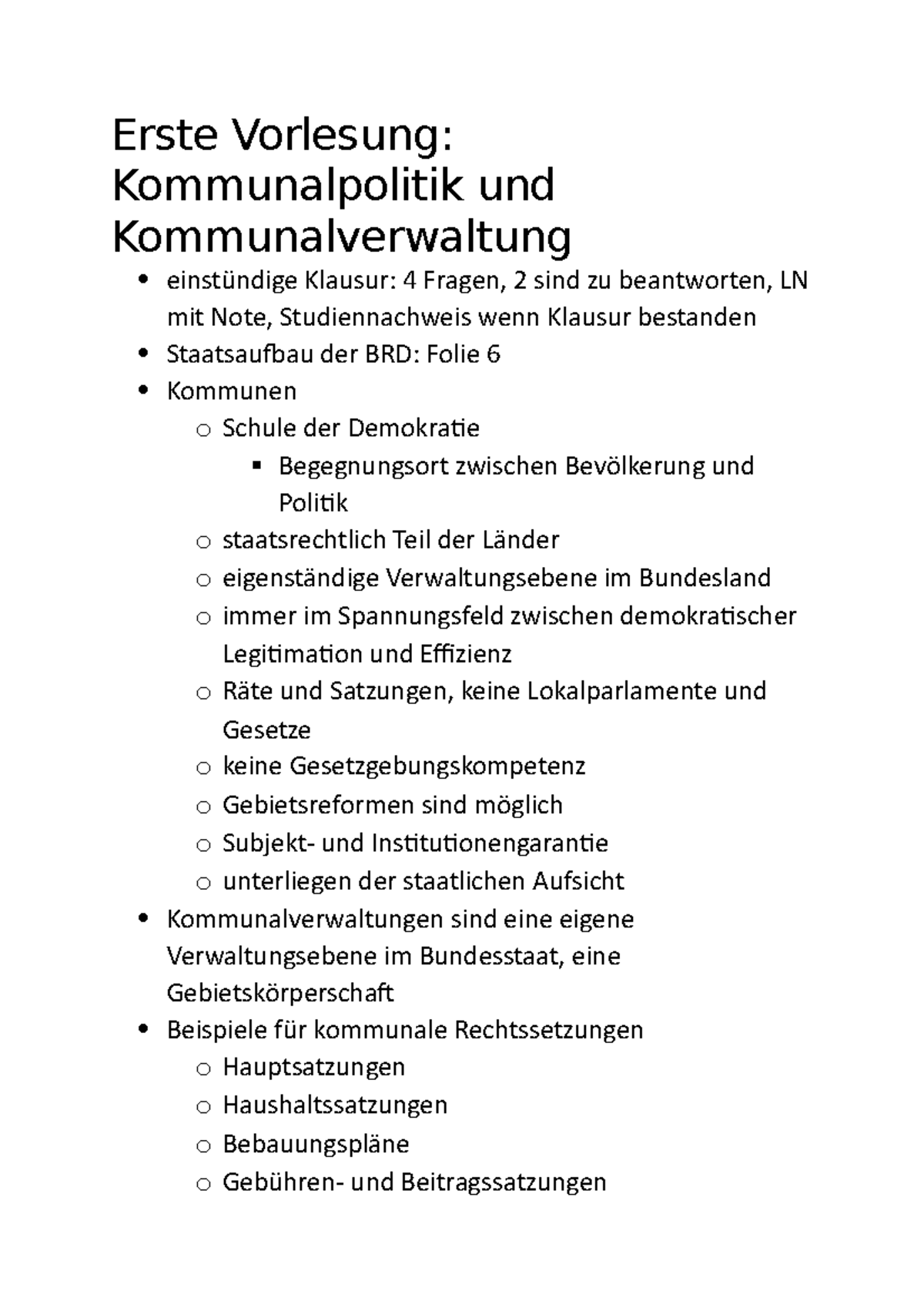 Kommunalpolitik Erste Vorlesung - Erste Vorlesung: Kommunalpolitik Und ...