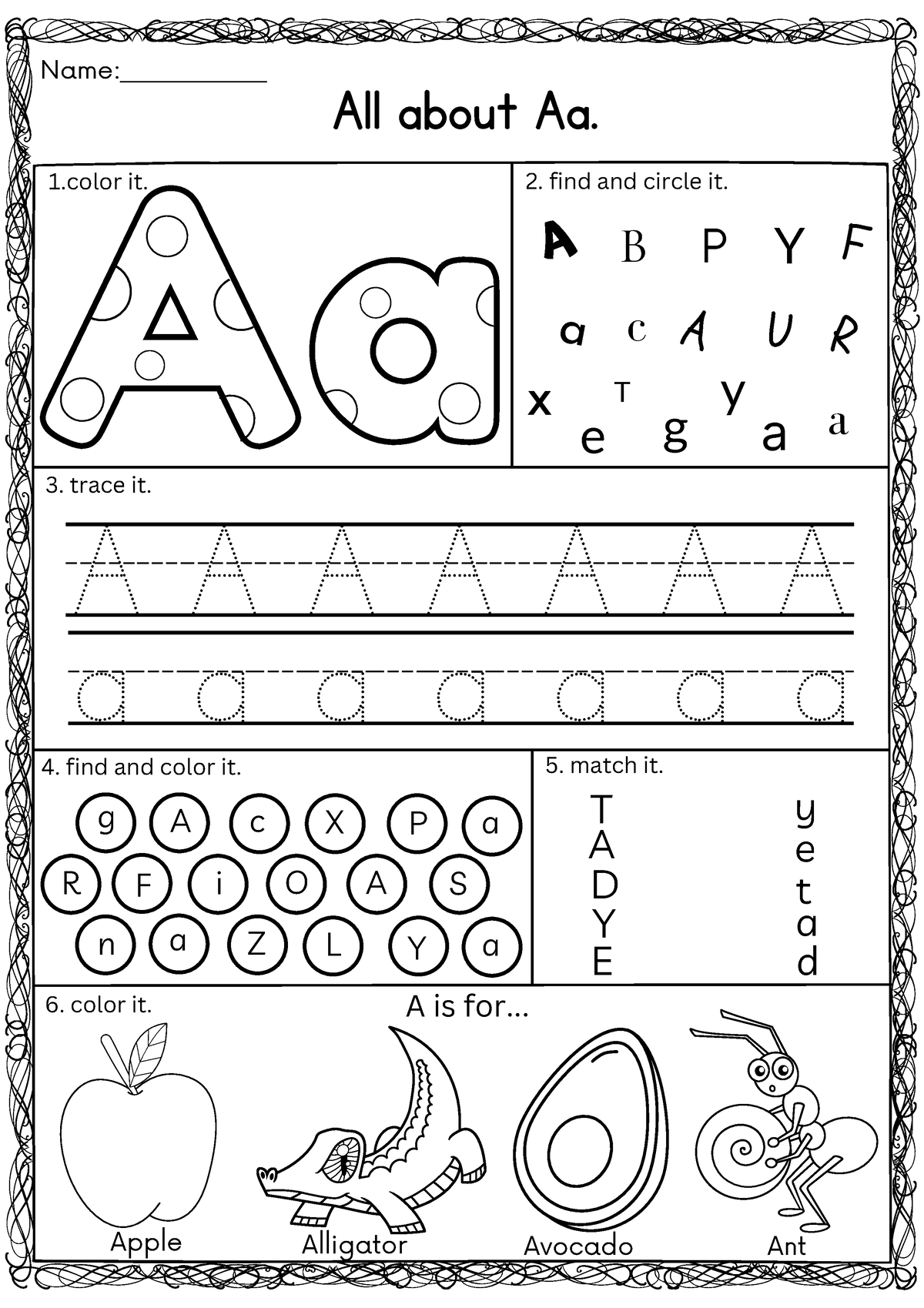 Alphabet Letterspracticesheets Kindergarten Alphabet Worksheets AZ-1 ...