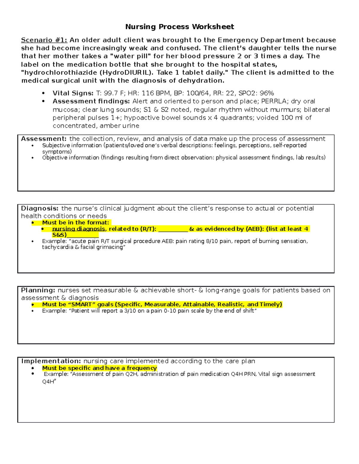 NR224 Nursing Process Scenario Worksheet - Nursing Process Worksheet ...