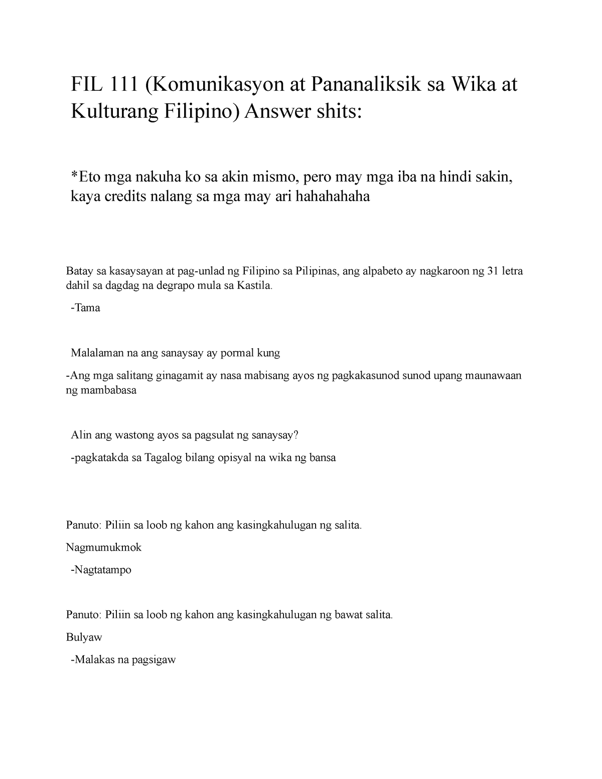 Fil 111 Komunikasyon At Pananaliksik Sa Wika At Kulturang Filipino ...