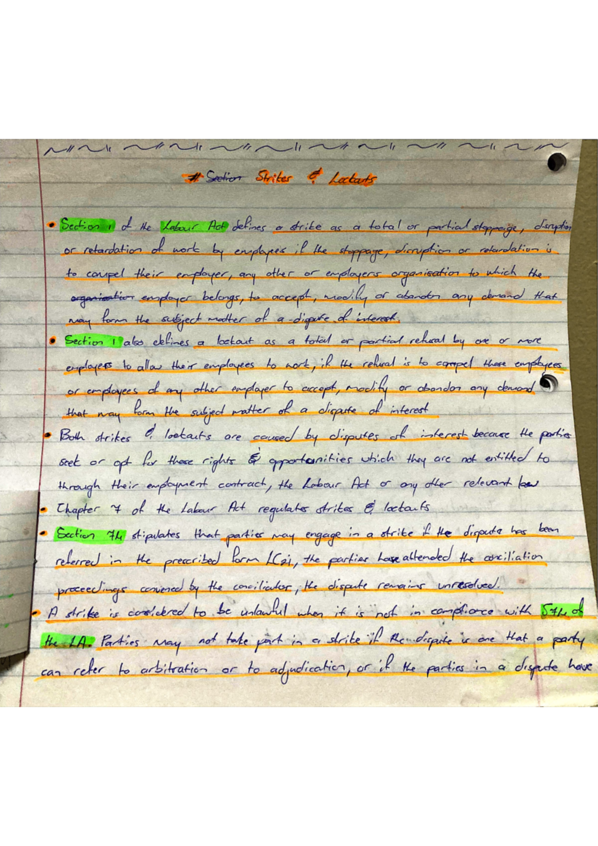 Strikes and Lockouts - Notes - Section Strites Locats Section of the ...
