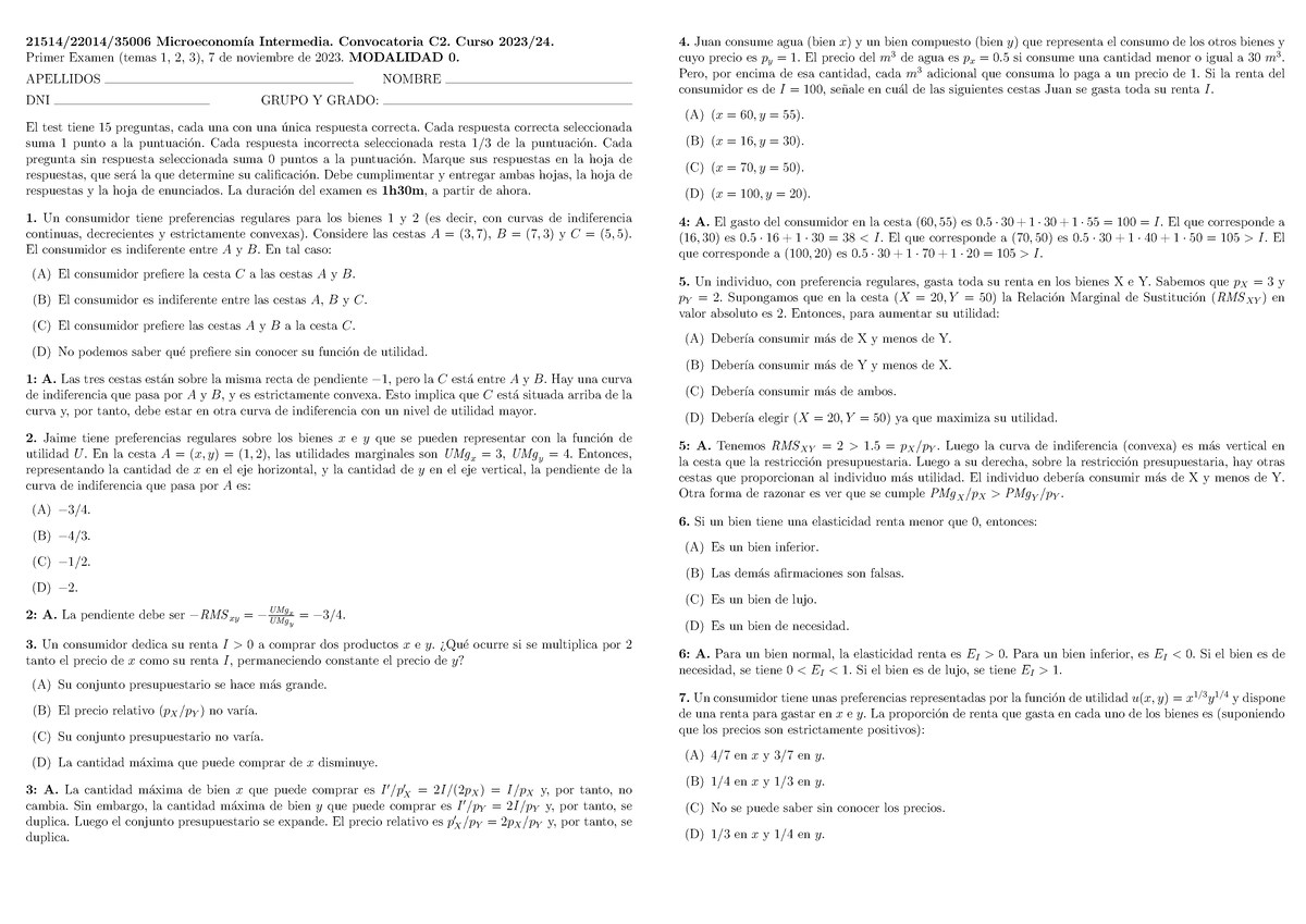 2311 Ex P1 M0-2x1 - Primer Parcial: Examen 2023/2024 - 21514/22014 ...