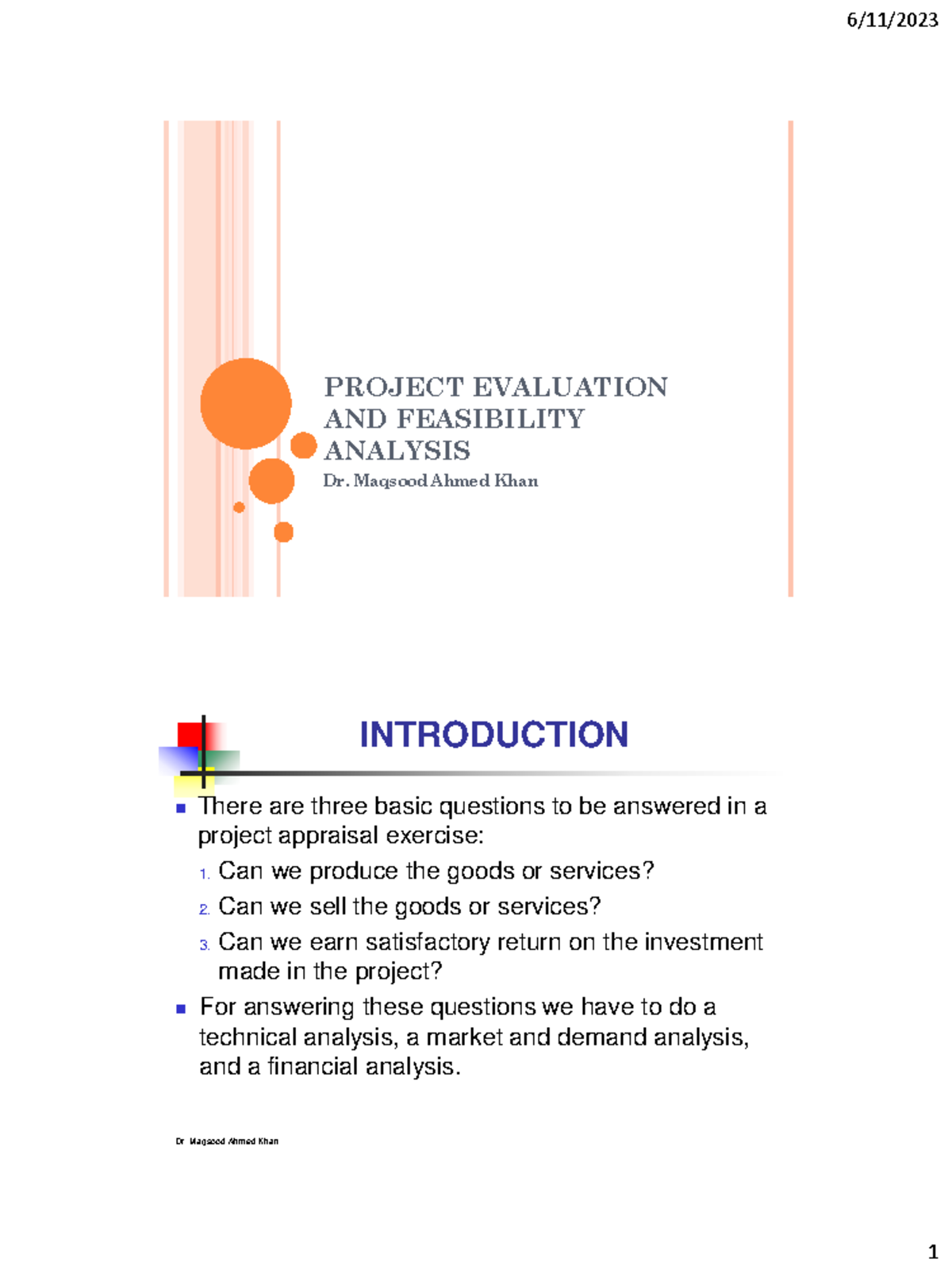 Economic Analysis - course chp - Project Management Framework and Tools ...