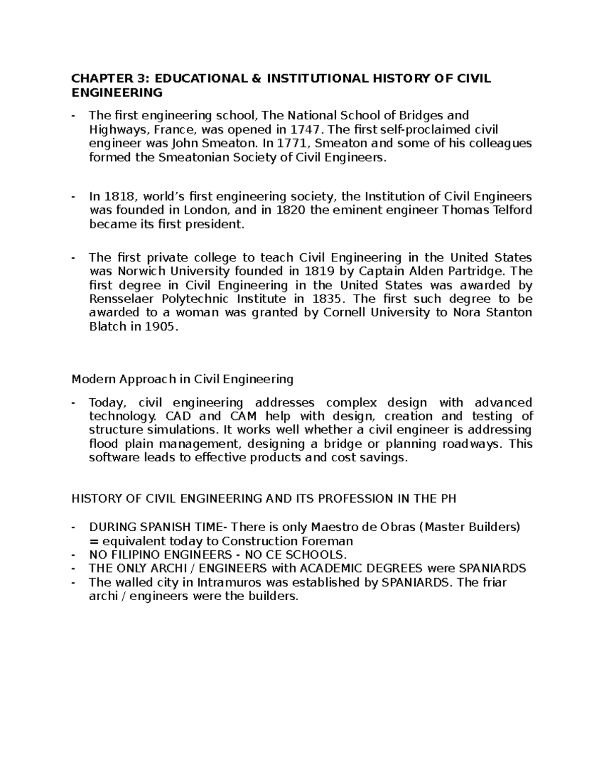 CHAPTER 3 EDUCATIONAL INSTITUTIONAL HISTORY OF CIVIL ENGINEERING