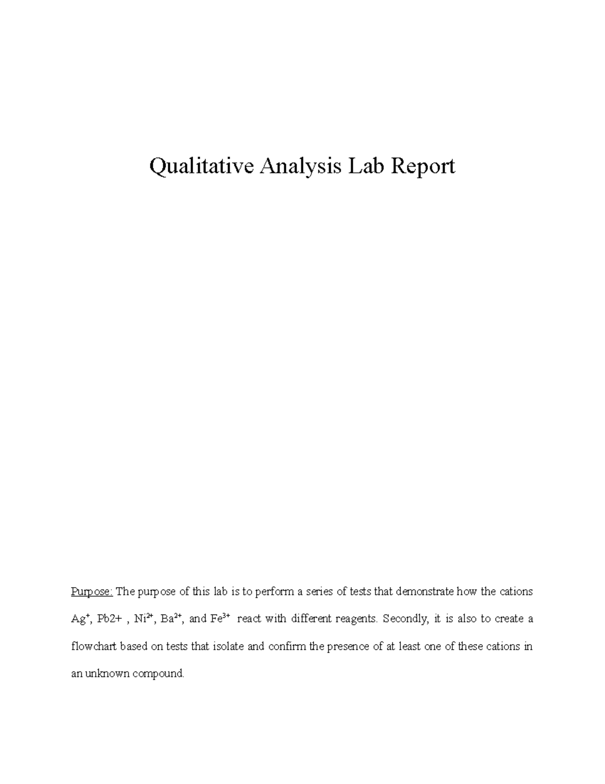 Qualitative Analysis Lab Report Qualitative Analysis Lab Report