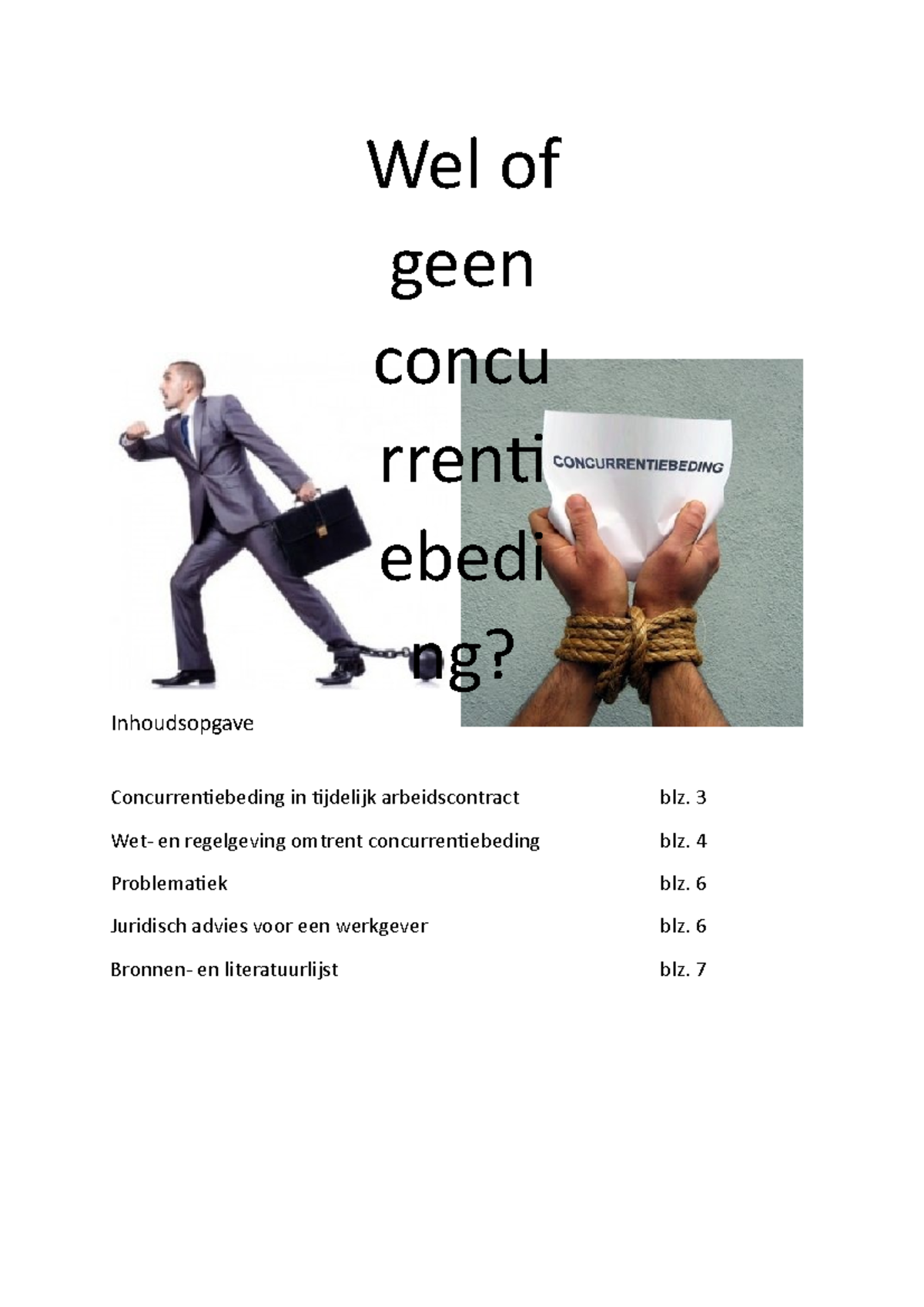 Werkstuk "Informatieve Brief Over Het Concurrentiebeding In Een ...