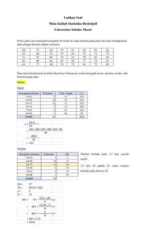 Latihan Soal Distribusi Frekuensi Matkul Statistika Deskriptif ...