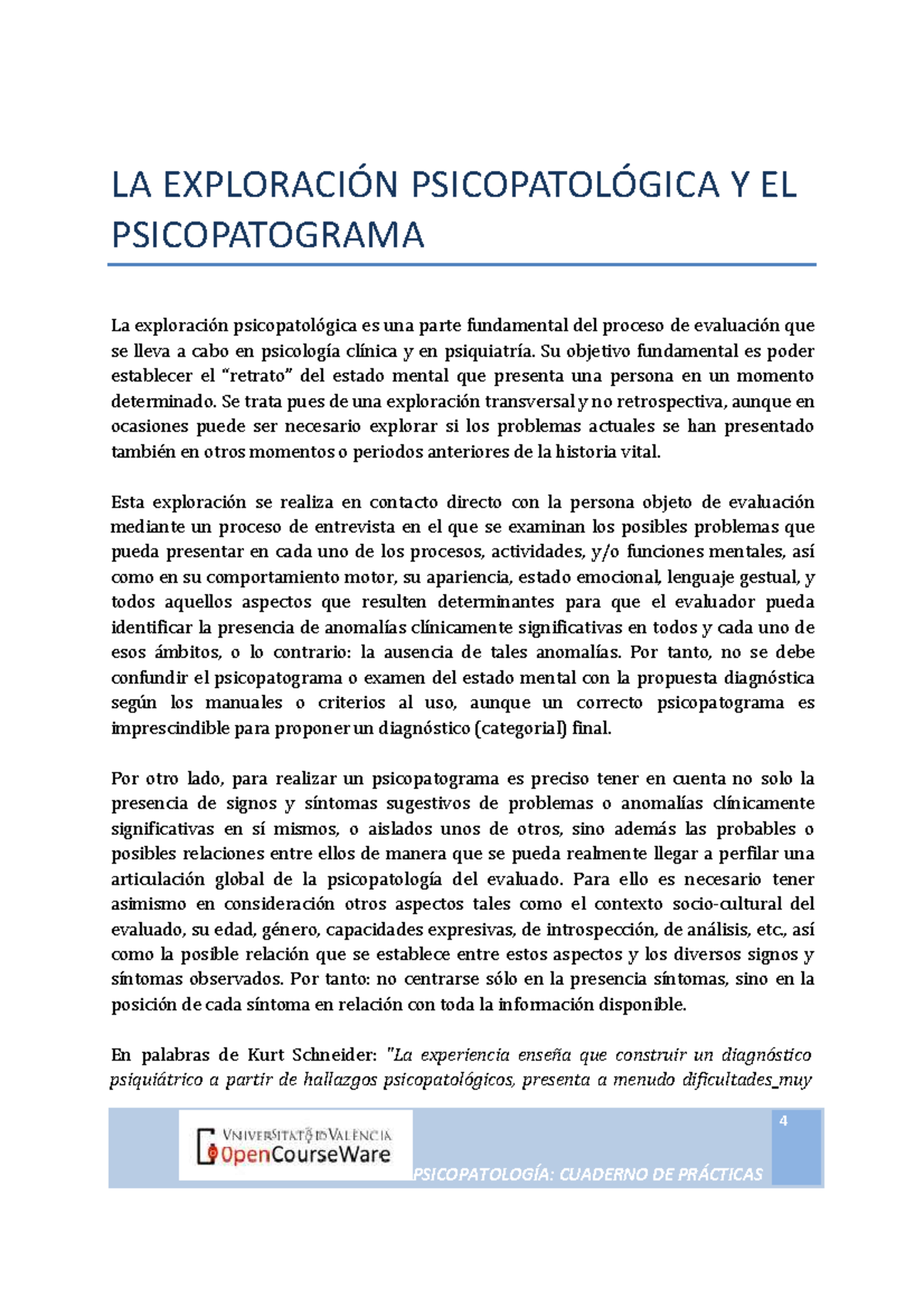 Cuaderno De Prácticas En Psicopatología-4-6 - PSICOPATOLOGÍA: CUADERNO ...