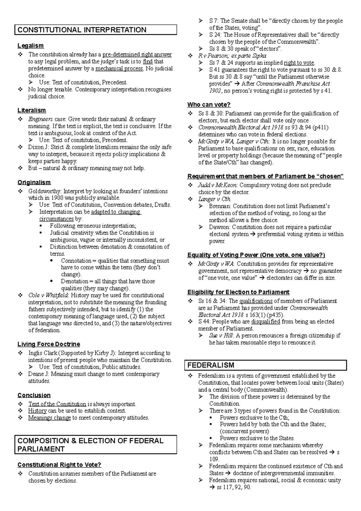 Constitutional Law 1 - CONSTITUTIONAL INTERPRETATION Legalism The ...