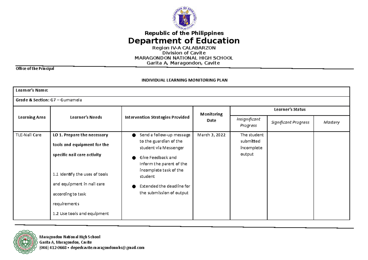 Gancayco, Rod Dionel P - ILMP FOR SY 2021-2022 - Department of ...