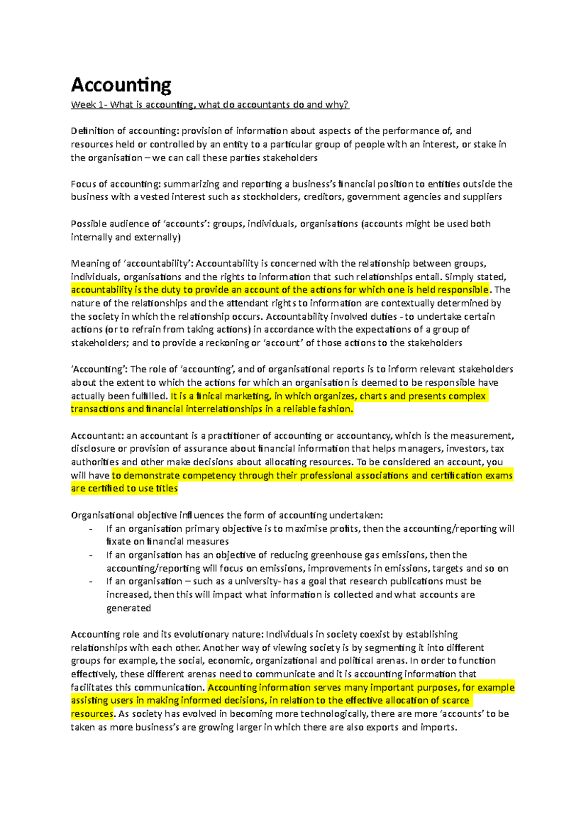 Accounting Notes Week 112 Accounting Week 1 What is accounting