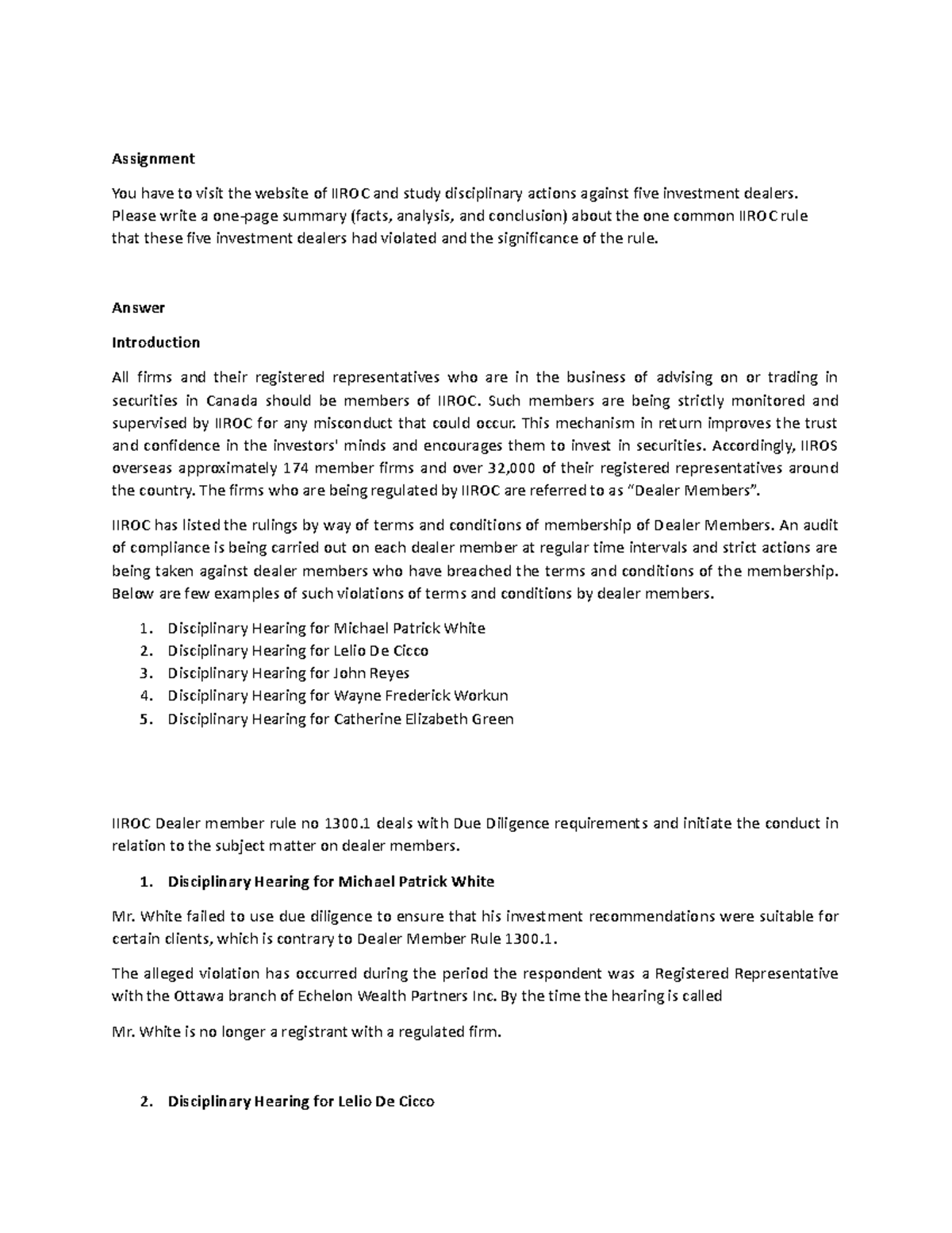 Document 6 - requirements of IIROC or MFDA - Assignment You have to ...