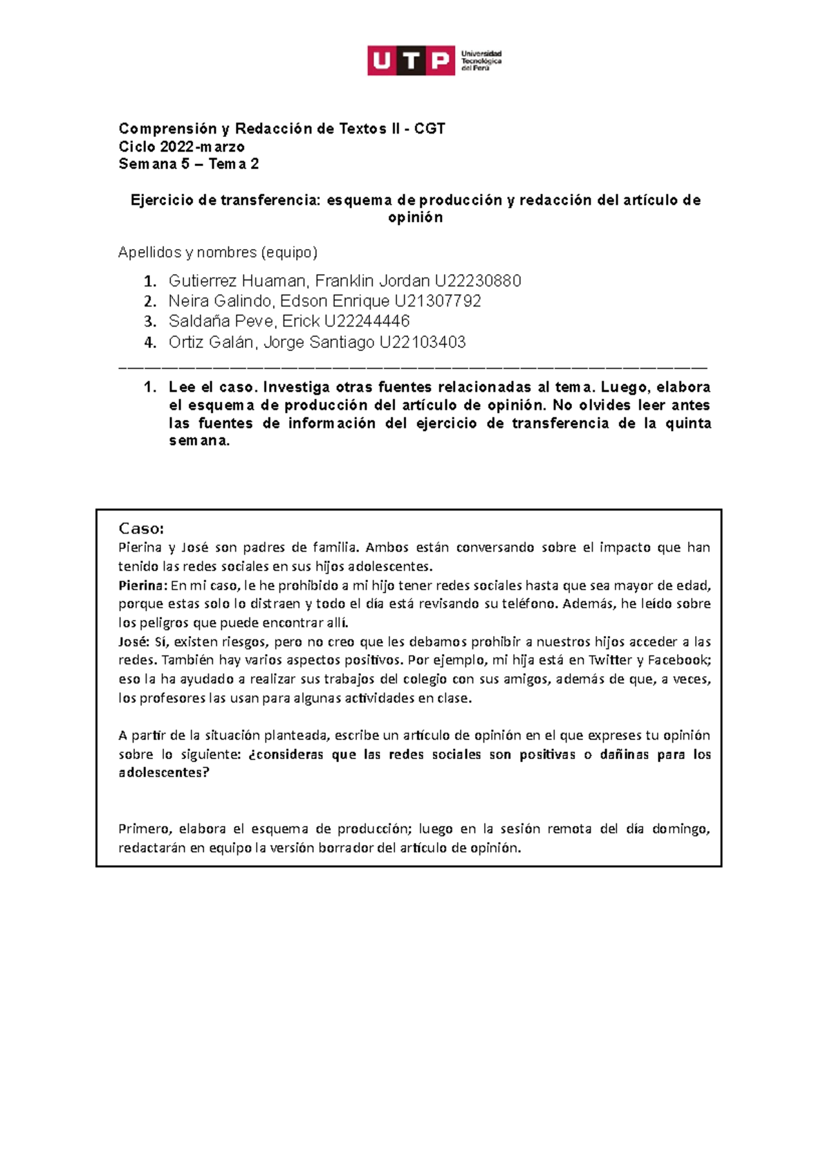 S05 Tema 2 Esquema De Produccion Y Redaccion De Artitulo De Opinion Crt2 Cgt 1 Comprensión Y 9530