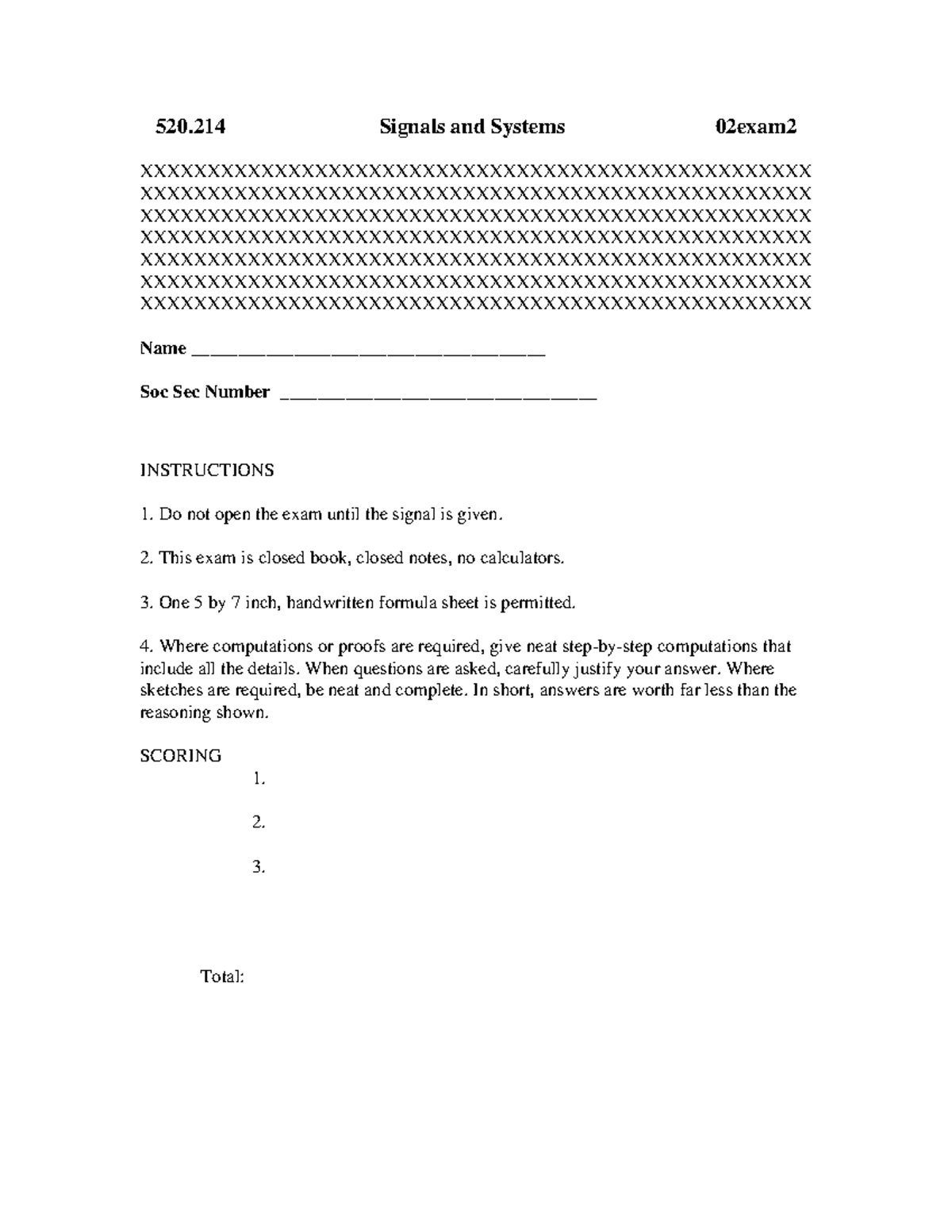 Signals Systems Exam22 - 520 Signals and Systems 02exam - Studocu