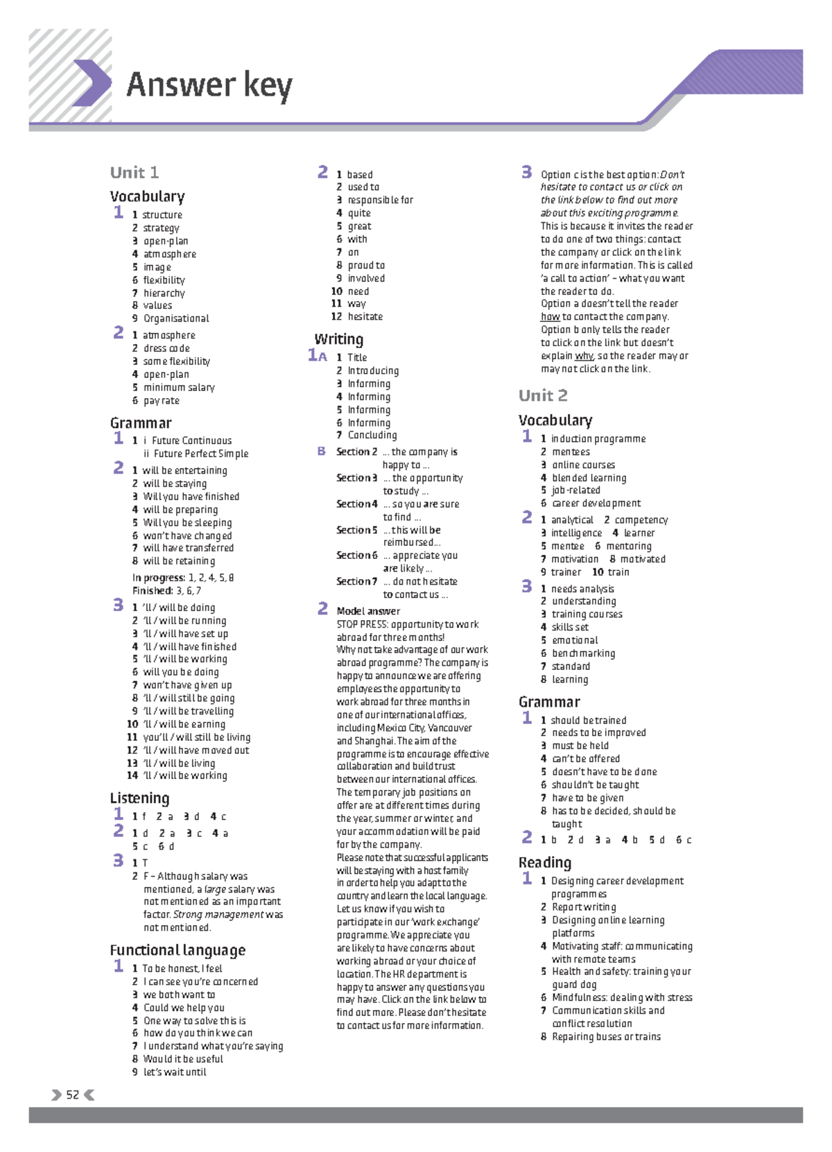 Barrall Irene Business Partner B2 Workbook Answer Key - Answer Key Unit ...