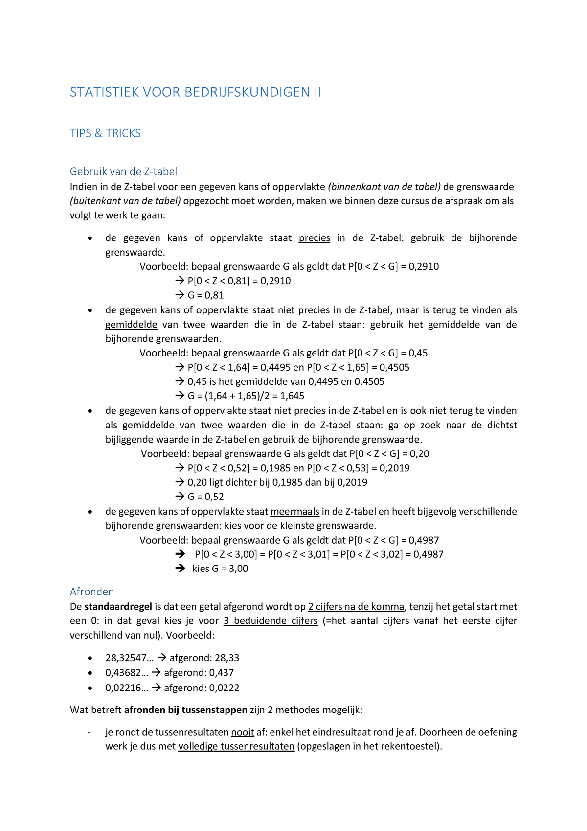 SVB II - Tips & Tricks - STATISTIEK VOOR BEDRIJFSKUNDIGEN II TIPS ...