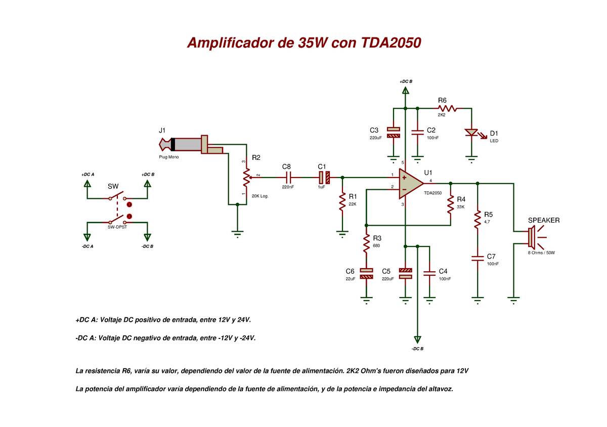 Diagrama Esquemático - Amplificador Clase B - 13 R220K Log. 2 C11uF ...