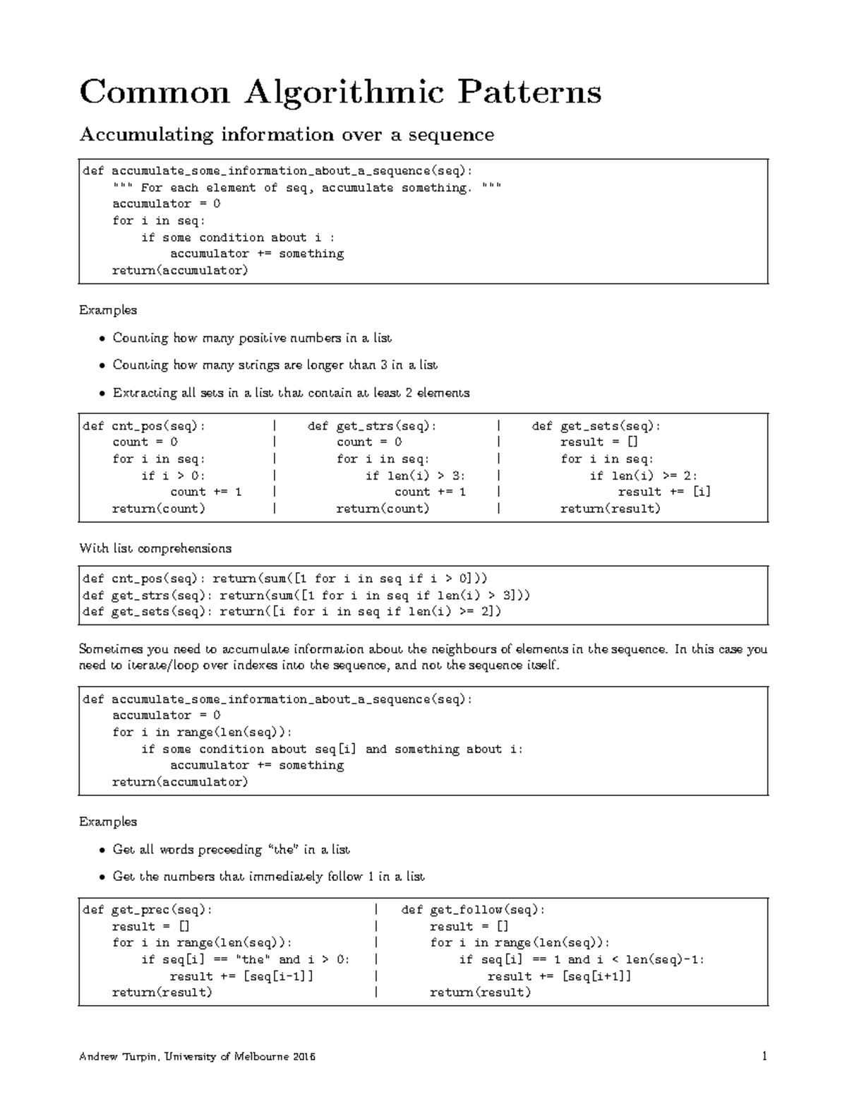 Common Algorithmic Patterns - Common Algorithmic Patterns Accumulating ...