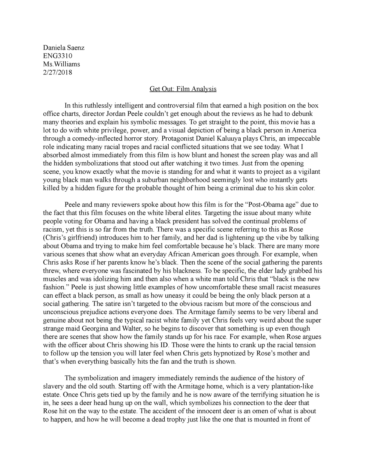 get out film analysis essay