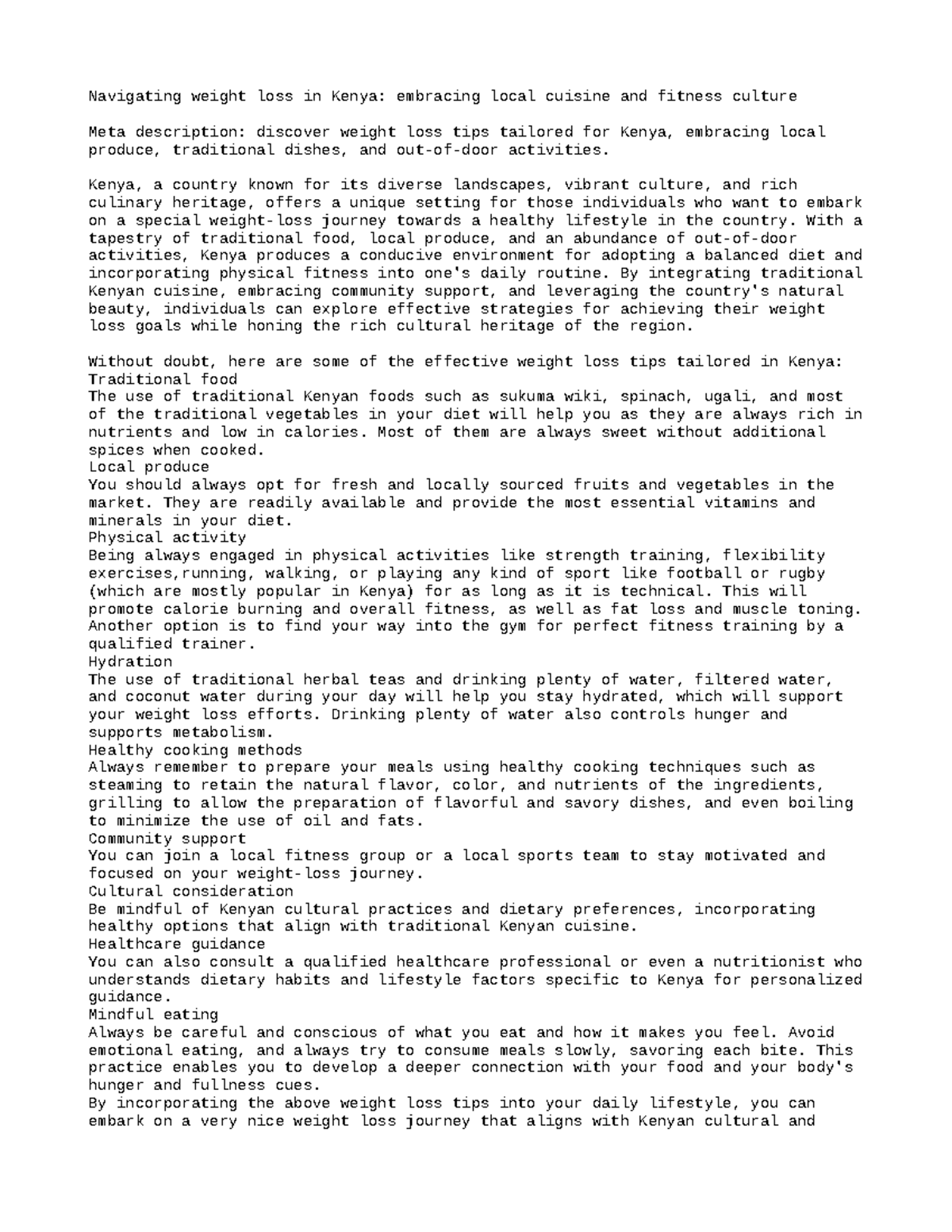 Weight loss tips in kenya Navigating weight loss in Kenya embracing