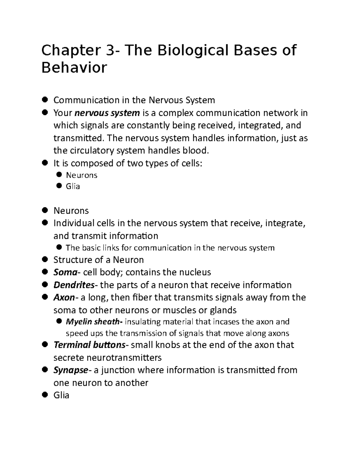 Chapter 3 - Introduction To Psychology Class Notes - Chapter 3- The ...