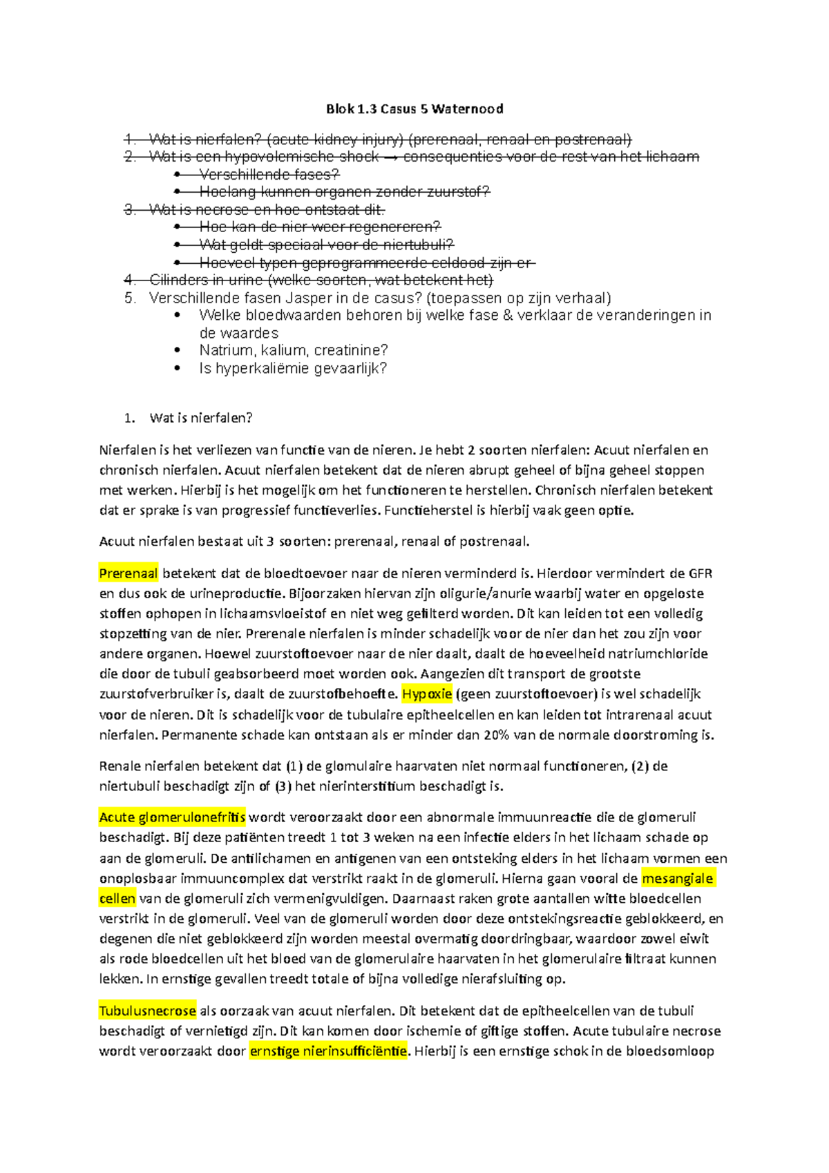 Blok 1 3 Casus 5 Waternood Blok 1 Casus 5 Waternood Wat Is Nierfalen 