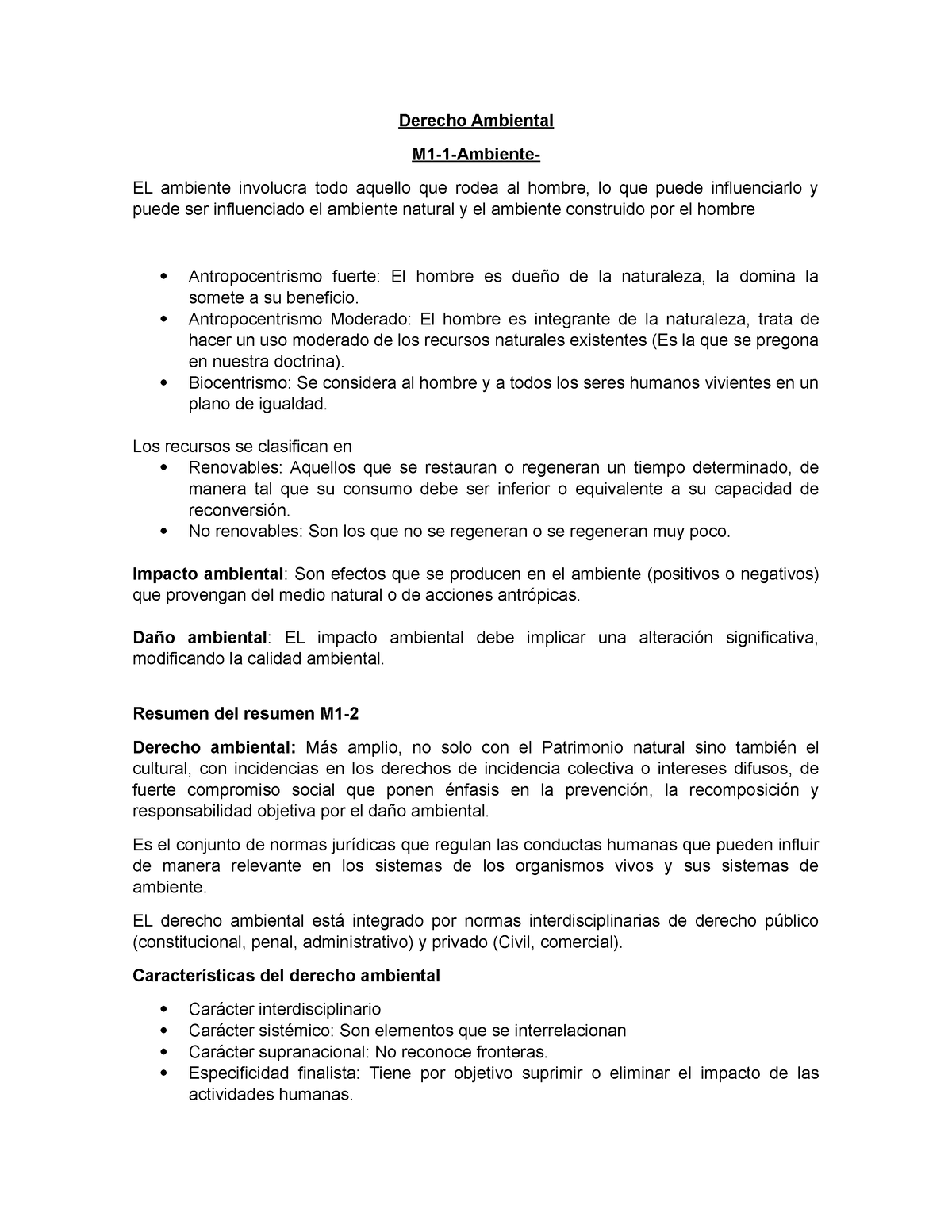 Derecho Ambiental-Resumen Del Resumen M1 Y M2 - Derecho Ambiental M1-1 ...