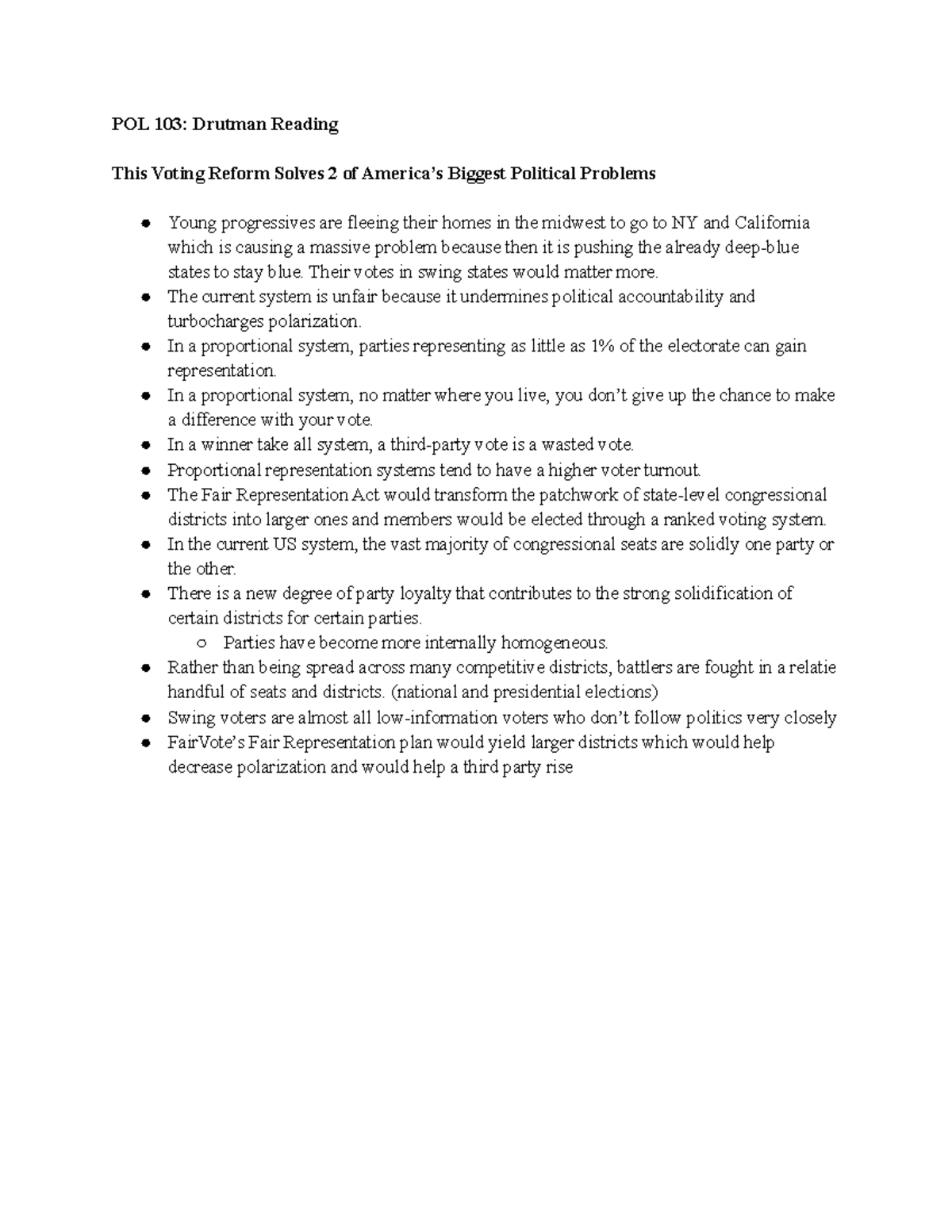 POL 103 Drutman Reading - POL 103: Drutman Reading This Voting Reform ...