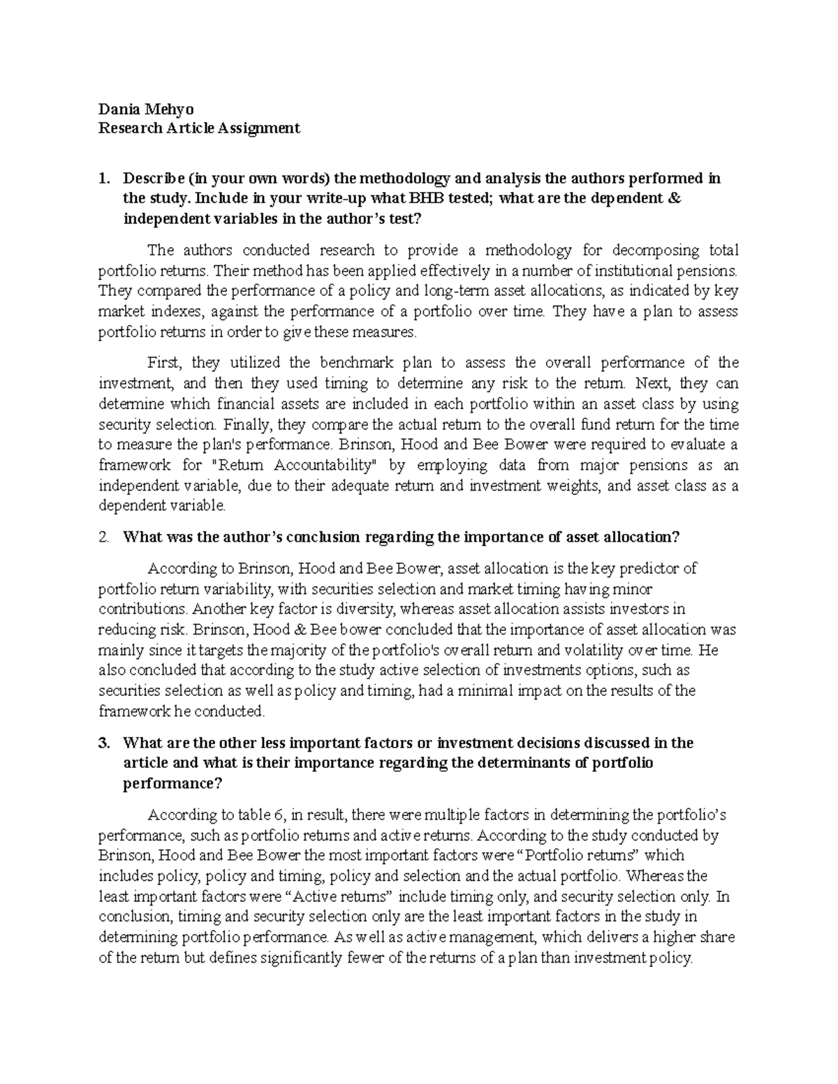 Research Article Assignment - Dania Mehyo Research Article Assignment 1 ...