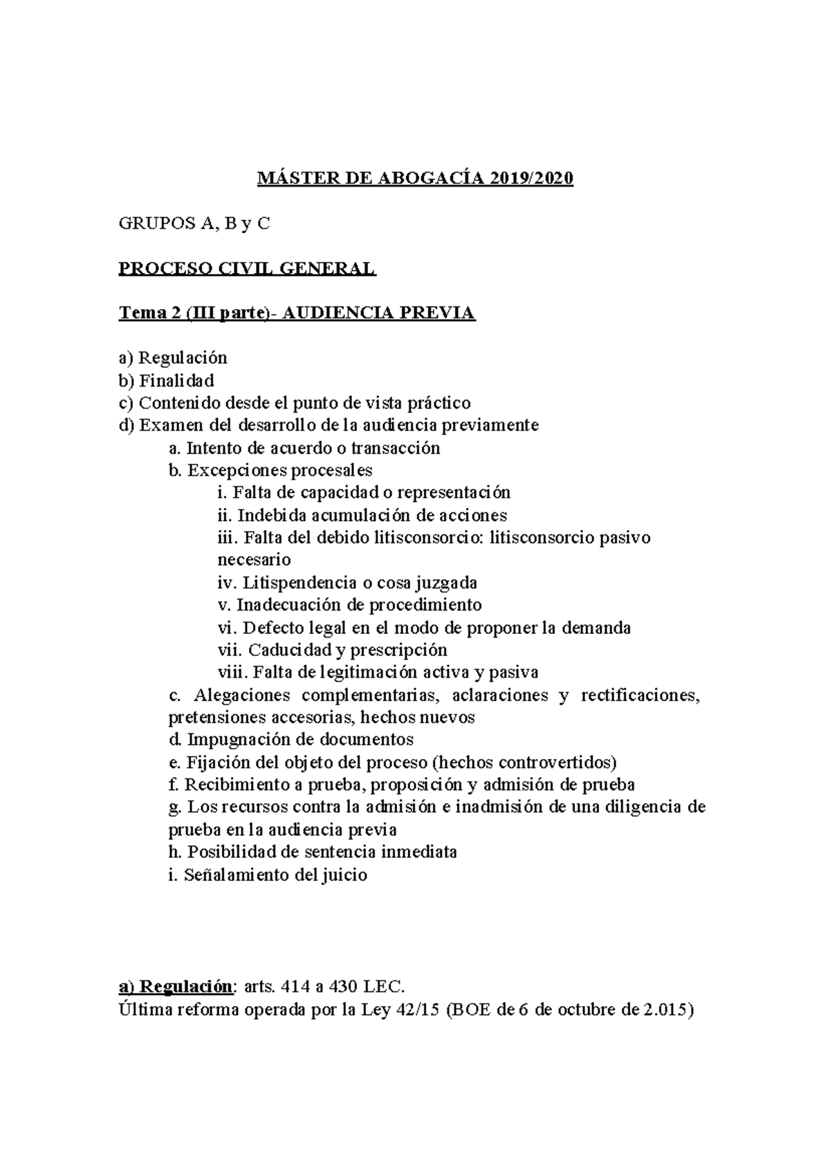 3. Tema Audiencia Previa - MÁSTER DE ABOGACÍA 2019/ GRUPOS A, B Y C ...