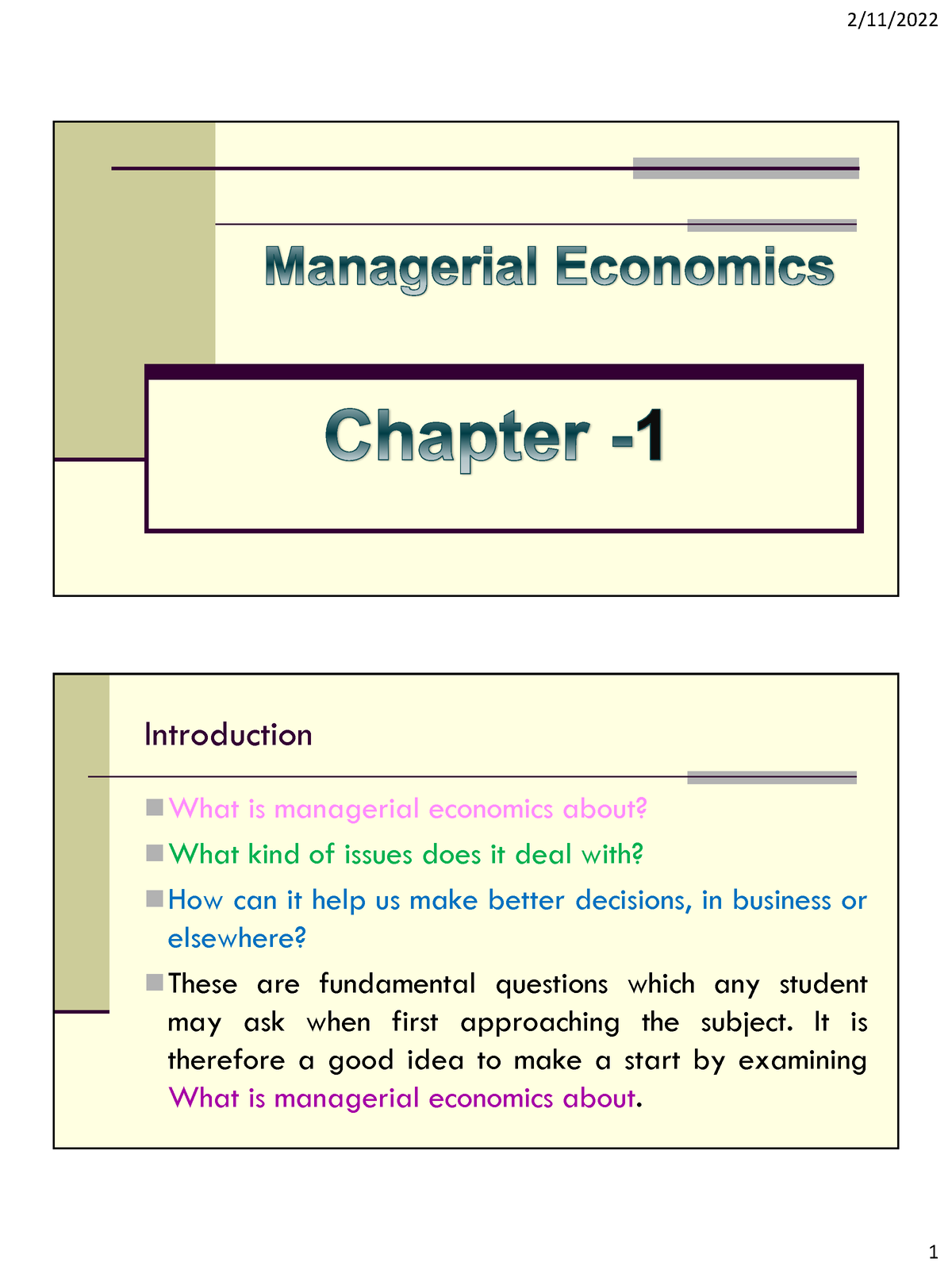 Managerial Economics Ch 1 - Introduction What Is Managerial Economics ...