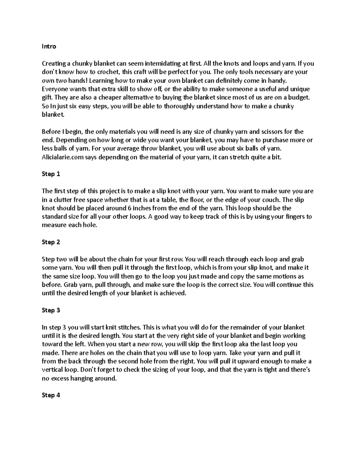 Informative Speech Intro Creating a chunky blanket can seem