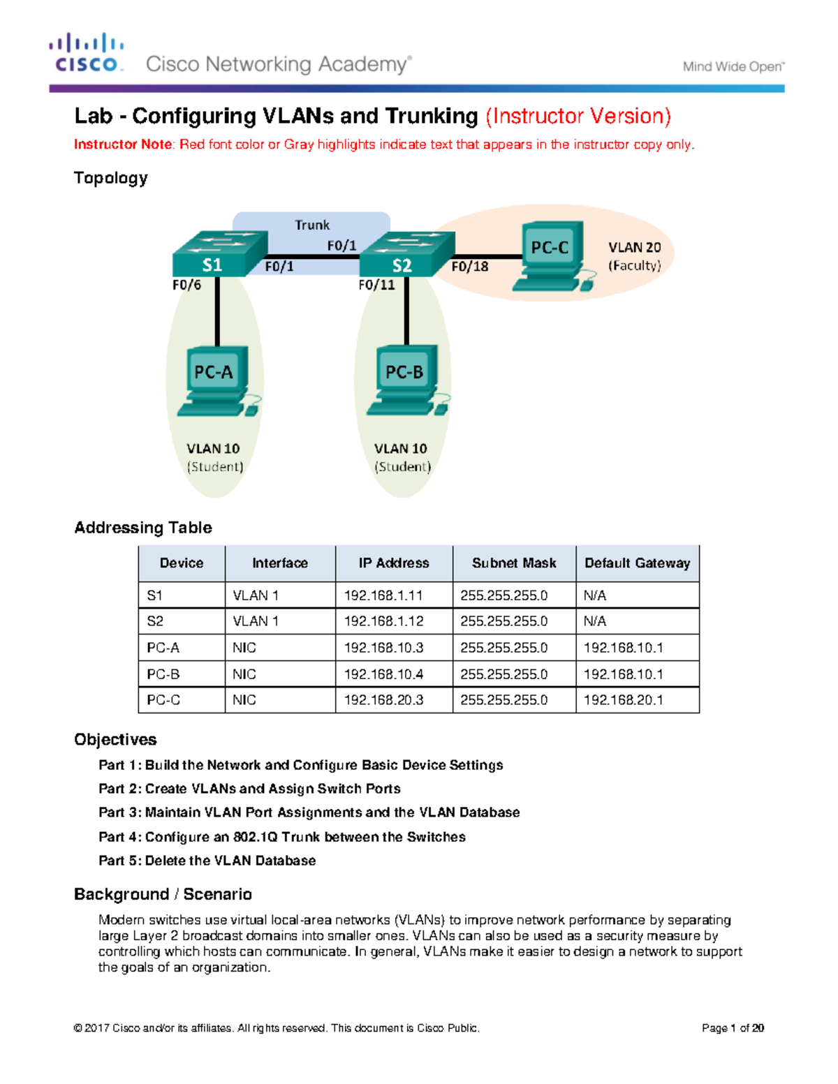 6 2 2 5 Lab Configuring VLANsand Trunking Lab Configuring VLANs and