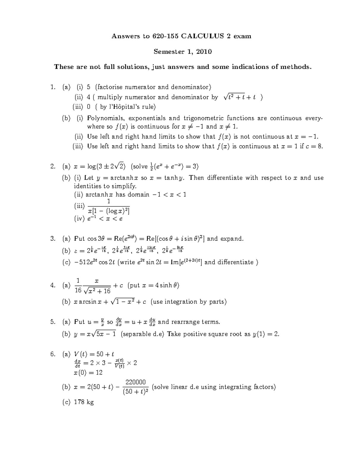 Exam Sem 1, 2010 Questions and answers.pdf - Answers to 620-155 ...