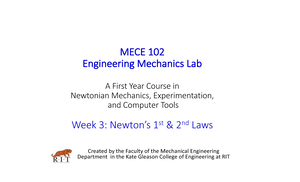Week 3 Lecture notes - Chapter 3 Newton’s First and Second Laws 3 ...