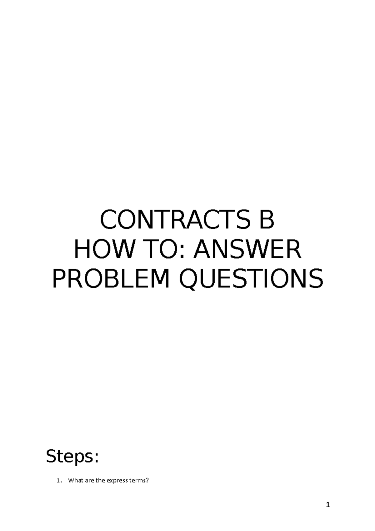 Contracts B Hwo To Problem Q - CONTRACTS B HOW TO: ANSWER PROBLEM ...