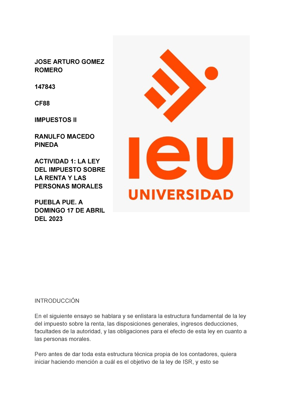 Impuestos 11 LA LEY DEL ISR Personas Morales - JOSE ARTURO GOMEZ ROMERO ...