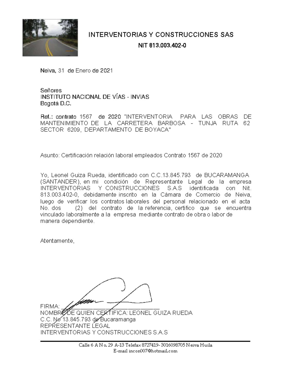 Certificacion nomina - FDFDSF - INTERVENTORIAS Y CONSTRUCCIONES SAS NIT ...