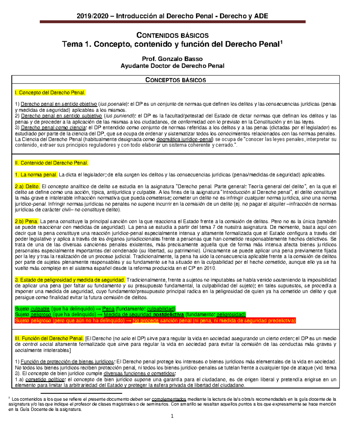 Tema 1 - Tema 1 Introducción Al Derecho Penal - 2019/2020 ...