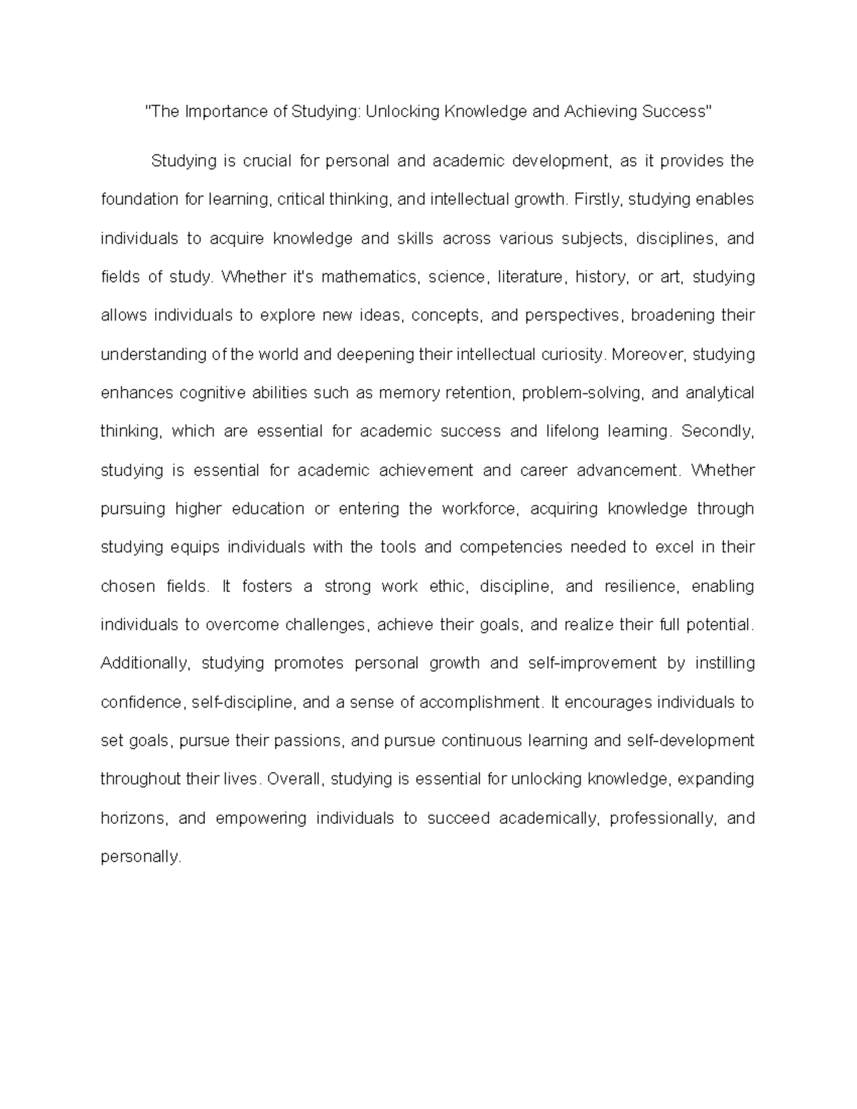 The Importance of Studying Unlocking Knowledge and Achieving Success ...