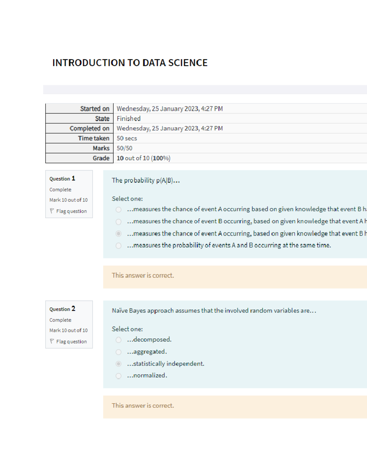 Introduction to Data Science DLBDSIDS01 Online Test Unit 04 - Studocu