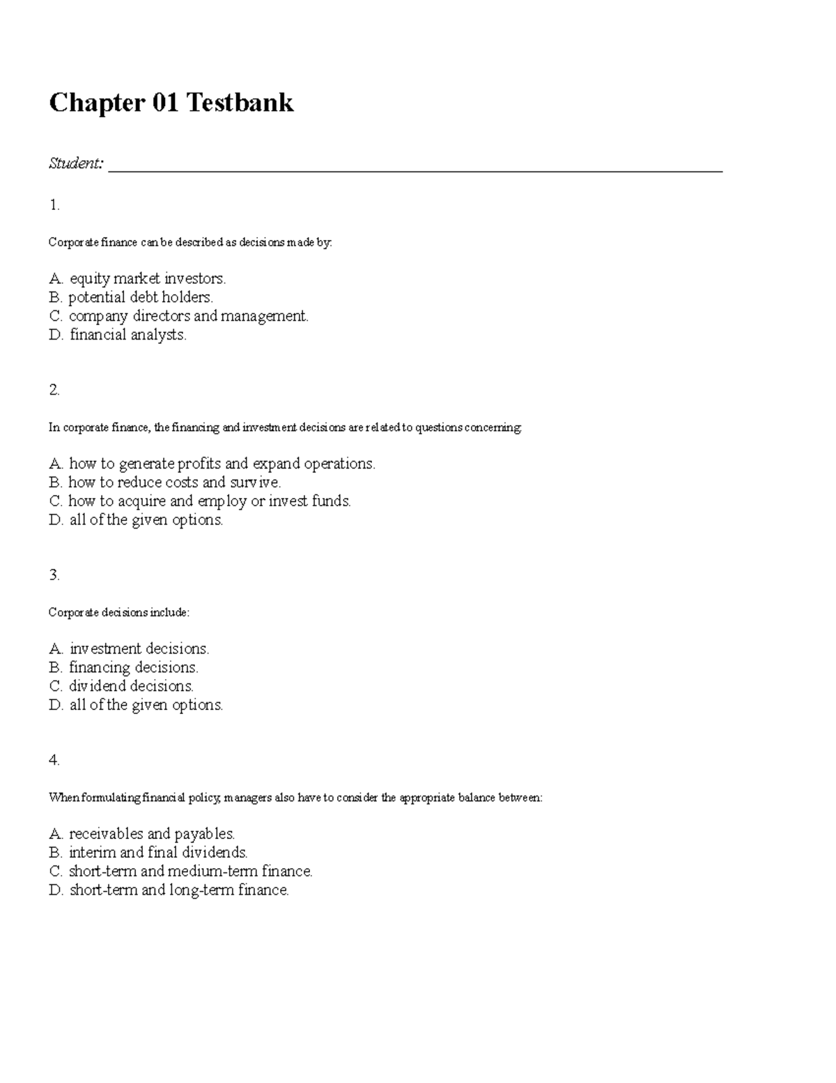 Chapter 01 Testbank - Chapter 01 Testbank _Student: - Studocu