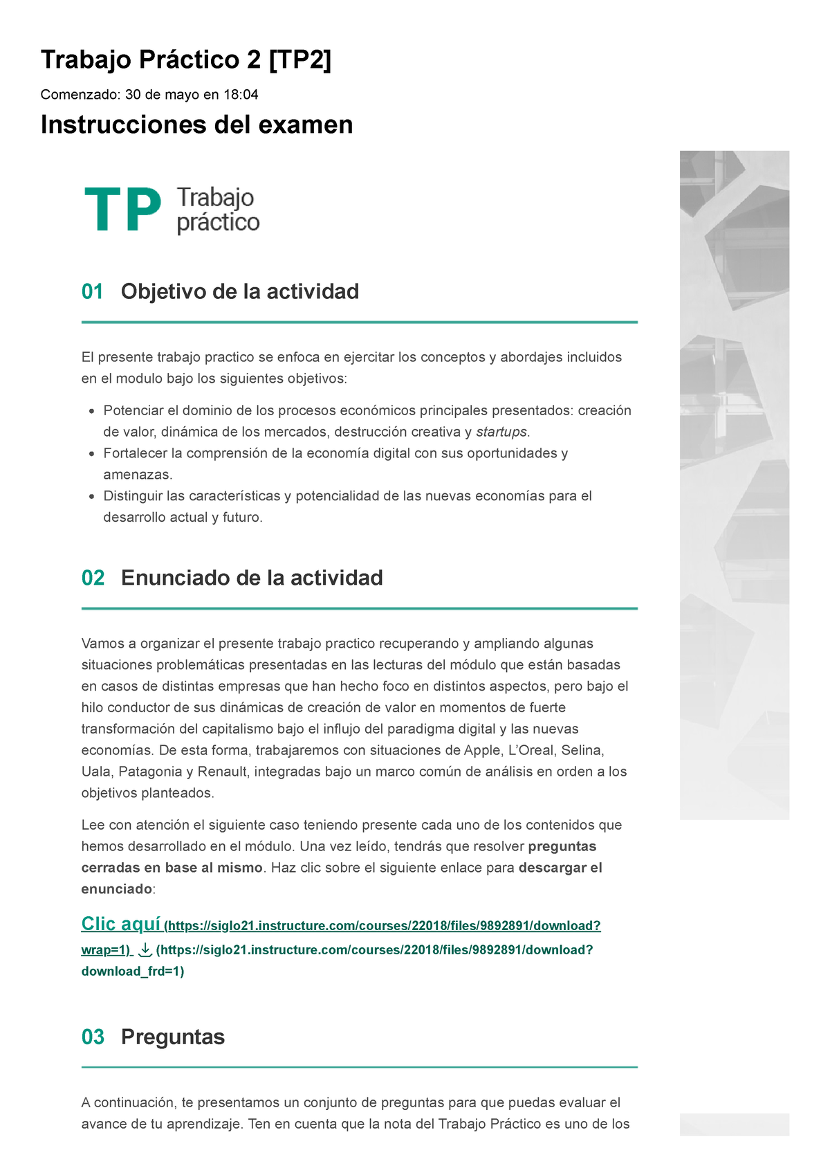 Examen Trabajo Práctico 2 Tp2 90 Trabajo Práctico 2 Tp2 Comenzado 30 De Mayo En 18 6414