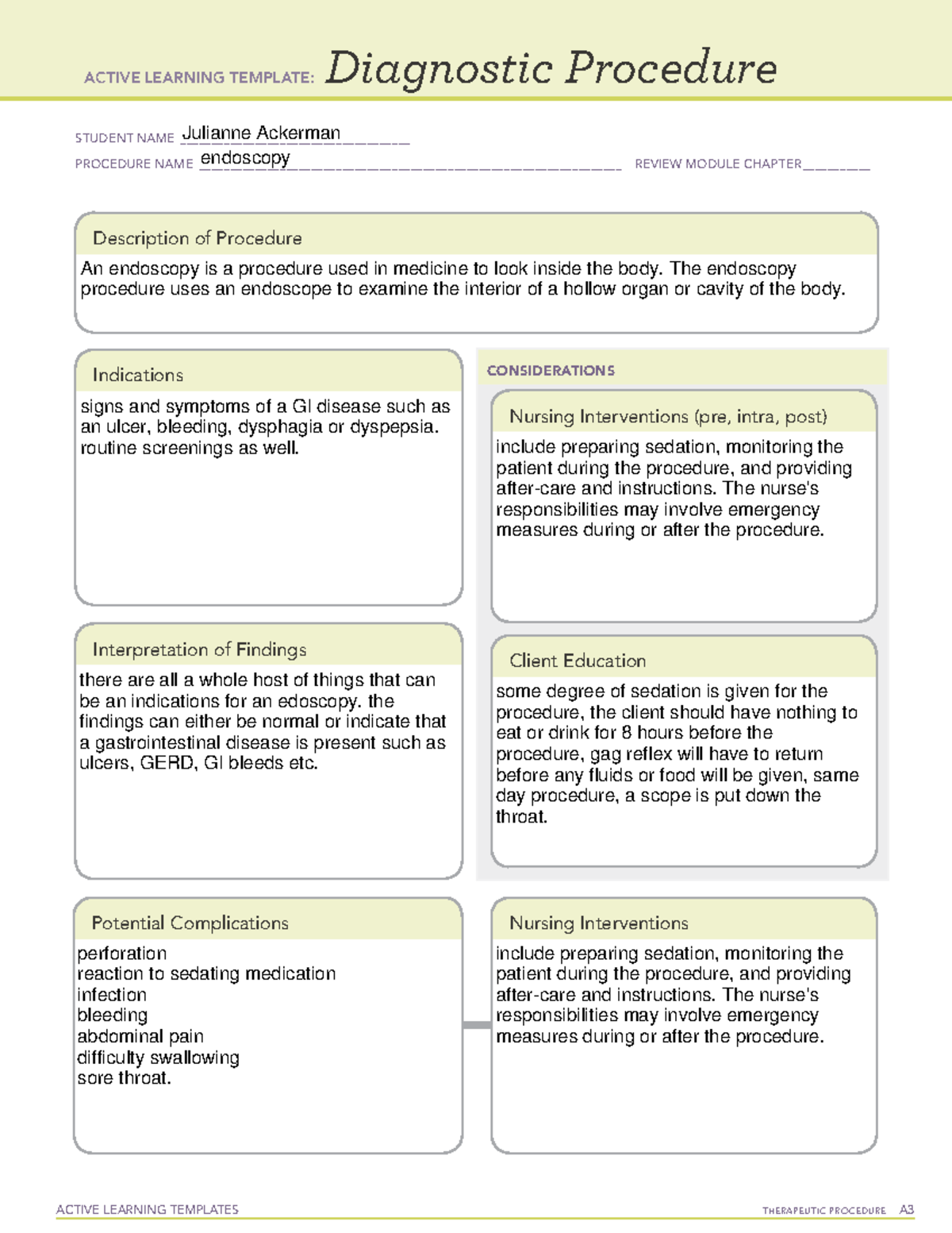 Ct Scan Diagnostic Procedure Ati Template