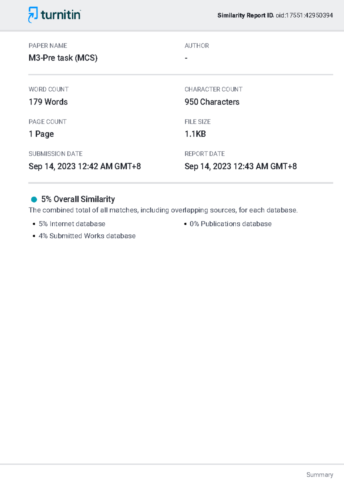 M3-Pre task mmm - Similarity Report ID:oid:17551: PAPER NAME M3-Pre ...
