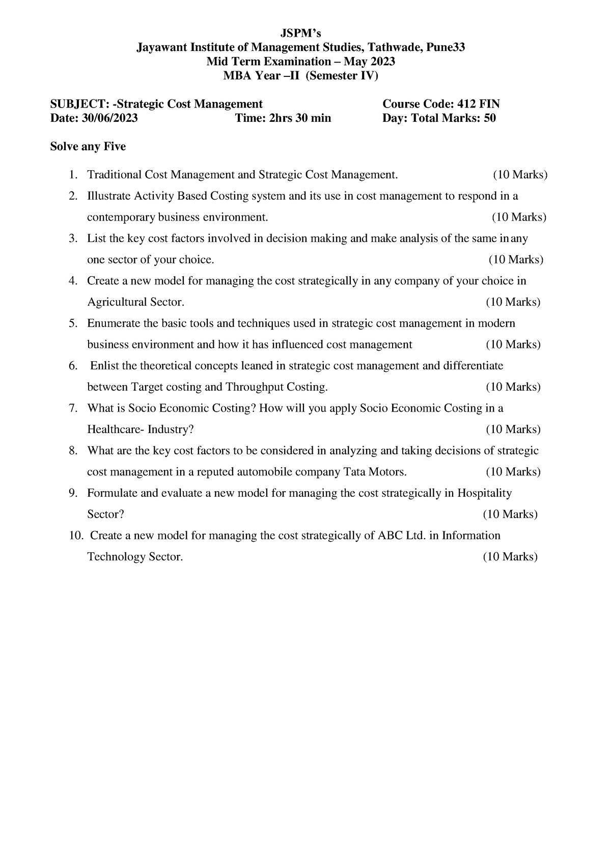 412 FIN CCE 2-Strategic Cost Management Prelim - JSPM’s Jayawant ...