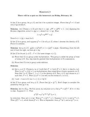 HW10 - Answers Included - Homework 10 There will be a quiz based on ...