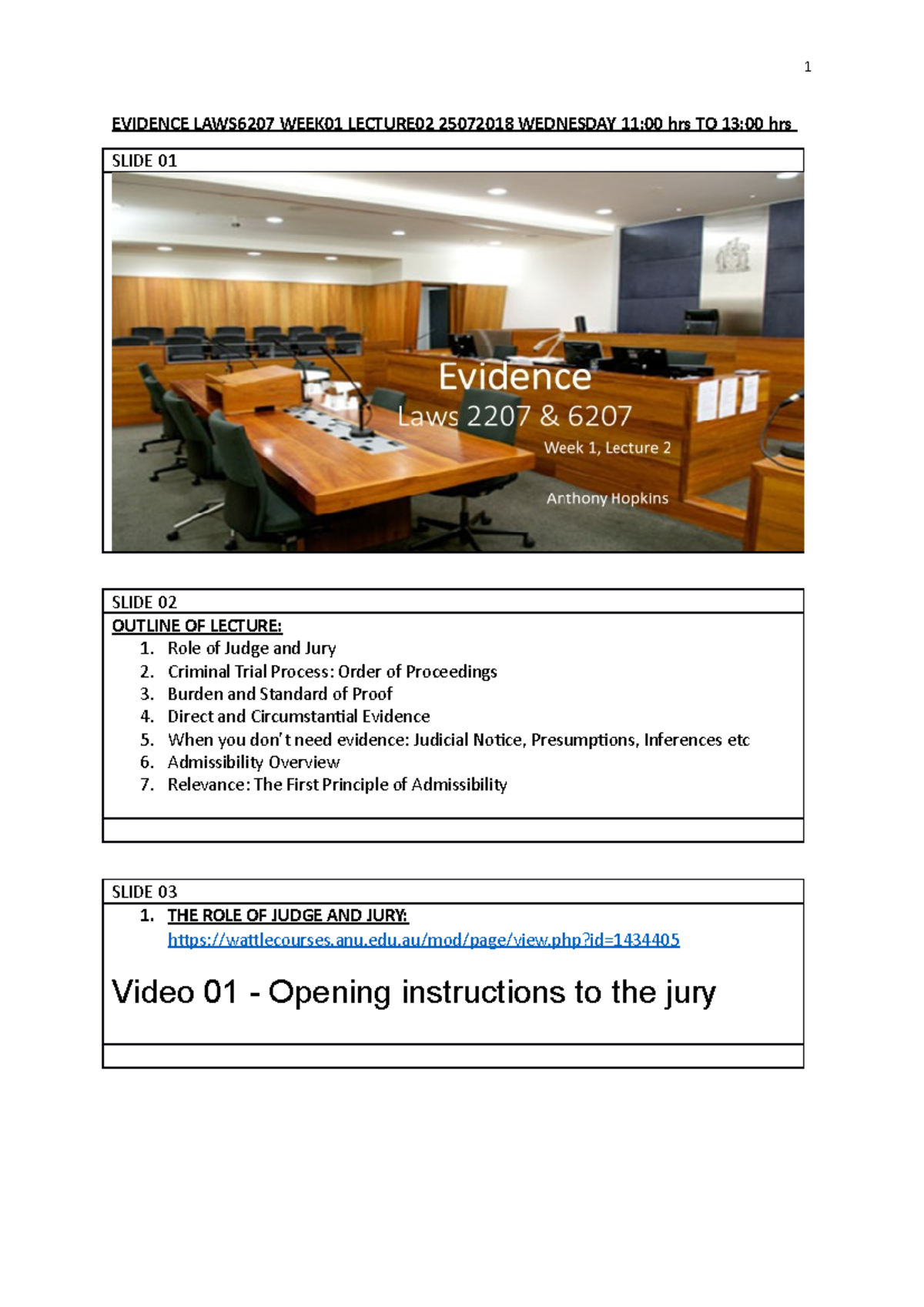 Evidence 02 WEEK01 Lecture 02 25072018 Wednesday 11.00 hrs TO 13.00 hrs ...