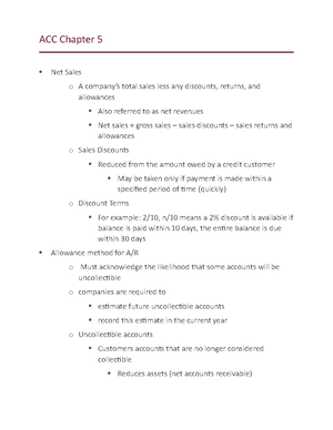 Chapter 6 acc notes - Branson - Chapter 6 notes The operating cycle o A ...